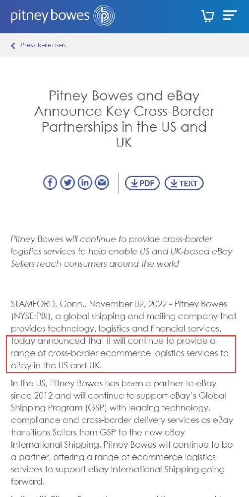 eBay与Pitney Bowes加强合作，为美英卖家提供跨境物流服务-西邮物流