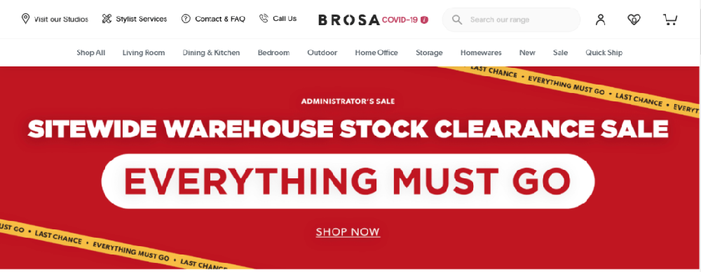 电商平台Brosa宣布进入破产程序，网站清仓打“骨折”-西邮物流