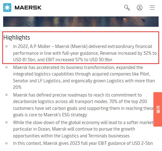 马士基2022年营收815亿美元-西邮物流