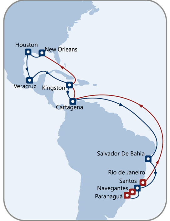 中远海运集运美湾-南美东航线重装升级-西邮物流