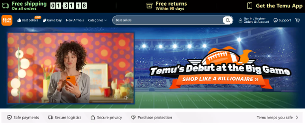 Temu广告首次亮相美国“超级碗”-西邮物流